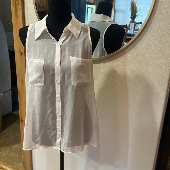 Top blouse sheer sleeveless white top size medium - Picture 1 of 8
